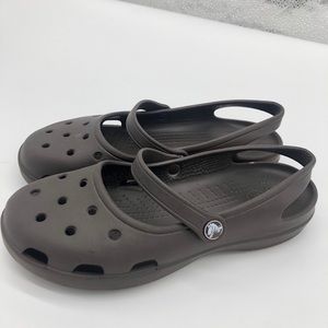 Crocs brown Mary Jane sling back brown shoes